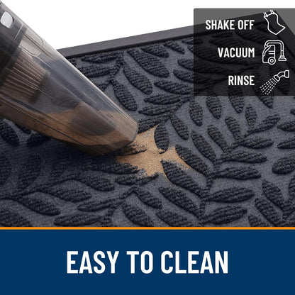 OLANLY Indoor Outdoor Door Mat - Waterproof All-Weather Doormat | Sturdy Natural Rubber, 29.5x17, Medium Grey
