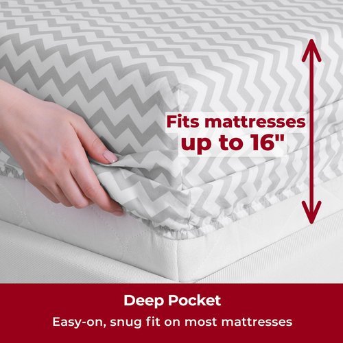 Mellanni Twin Sheets Set - 3 PC Iconic Collection Bedding - Hotel Luxury, Extra Soft, Cooling Bed Sheets - Wrinkle, Fade, Stain Resistant (Twin, Chevron Gray)
