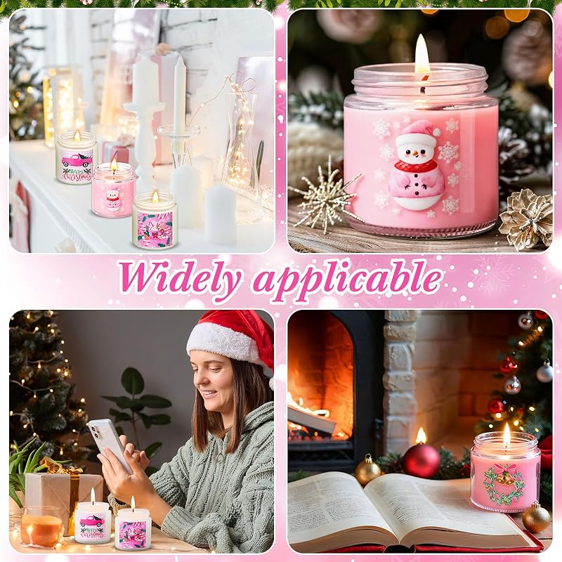 Sumind 12 Pack Christmas Scented Candles Gift Set 3.5oz - 6 Scents, Pink Box Variation: 12+Pink