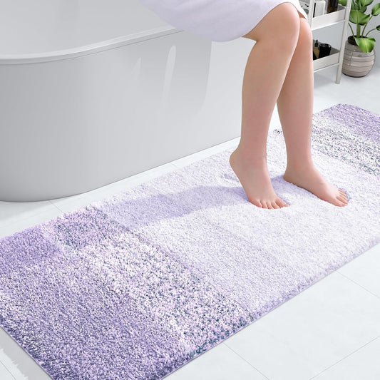 OLANLY Bathroom Runner Rug - Extra Soft Microfiber Mat, Quick Dry & Washable | 59x24, Light Purple