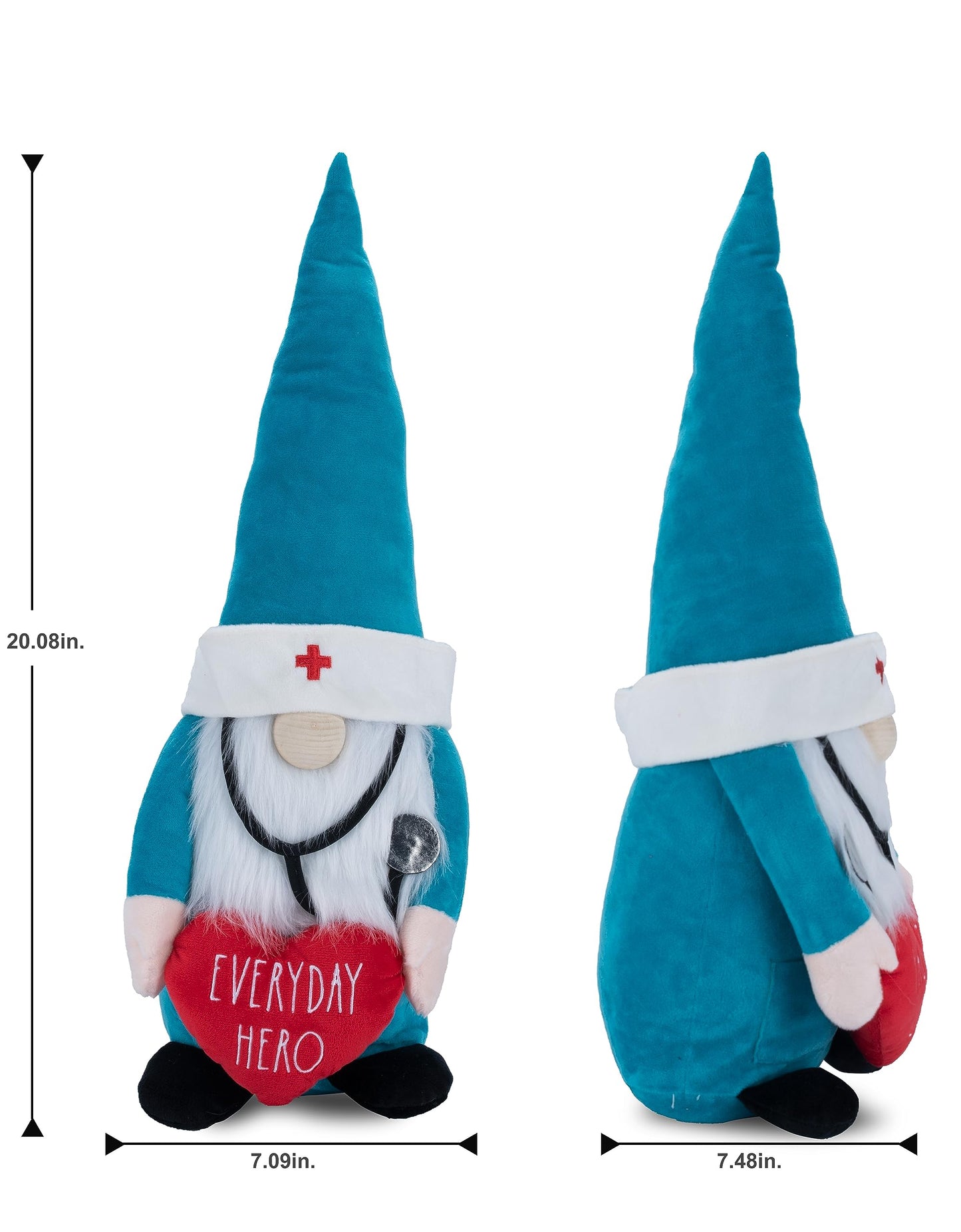 Rae Dunn Everyday Hero Doctor Gnome – Plush Gnomes with Heart & Stethoscope – Gnome Decor for Home & Office – Ideal Gifts for Nurses – Doctor Appreciation Decorations