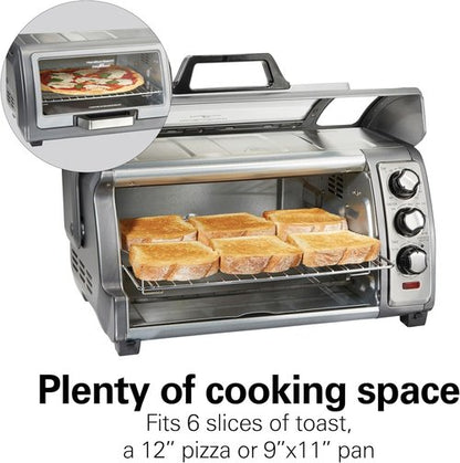 Hamilton Beach Air Fryer Toaster Oven - Large Capacity for 6 Slices or 12” Pizza | 4 Cooking Functions, Stainless Steel