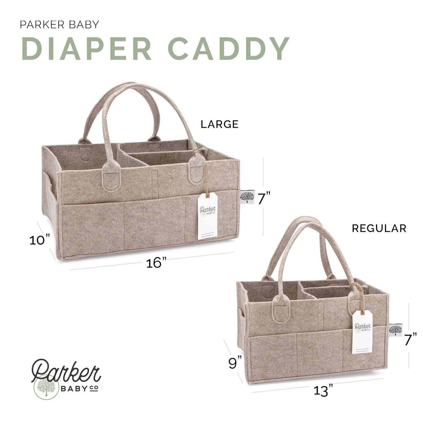 Parker Baby Diaper Caddy - Versatile Nursery Storage Bin & Car Organizer for Diapers - Oatmeal