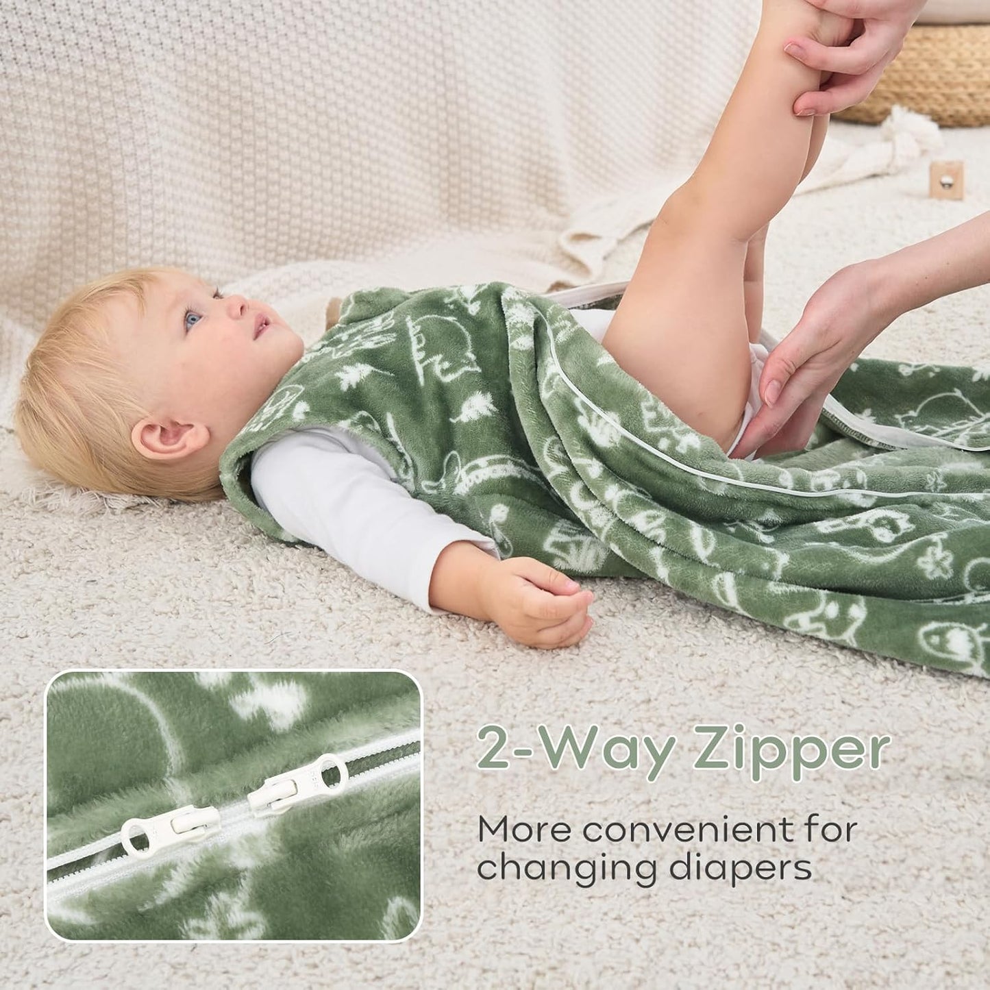 Yoofoss Fleece Baby Sleep Sack - 2 Pack 1.5 Tog Wearable Blanket for 6-12 Months | Soft & Lightweight