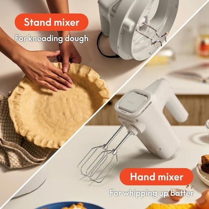 Bella 3.5 Qt Electric Mixer - 2-in-1 Hand & Stand Mixer with Bowl, Dough Hook, Whisk & Egg Beater, 200 Watt, Oatmilk