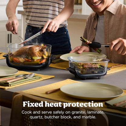 Ninja Crispi 4-in-1 Glass Air Fryer - Non-Toxic 4QT | Max Crisp, Bake, Recrisp | Cyberspace Gray