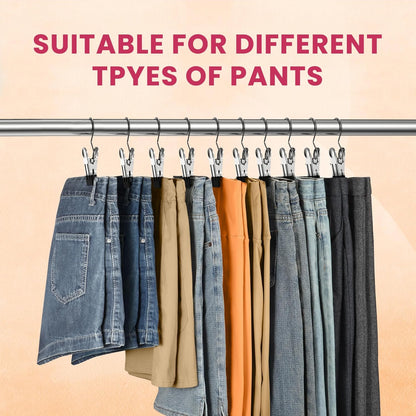 Skiennix 30-Pack Pants Hangers - Space-Saving Clip Organizers for Leggings, Jeans & Skirts