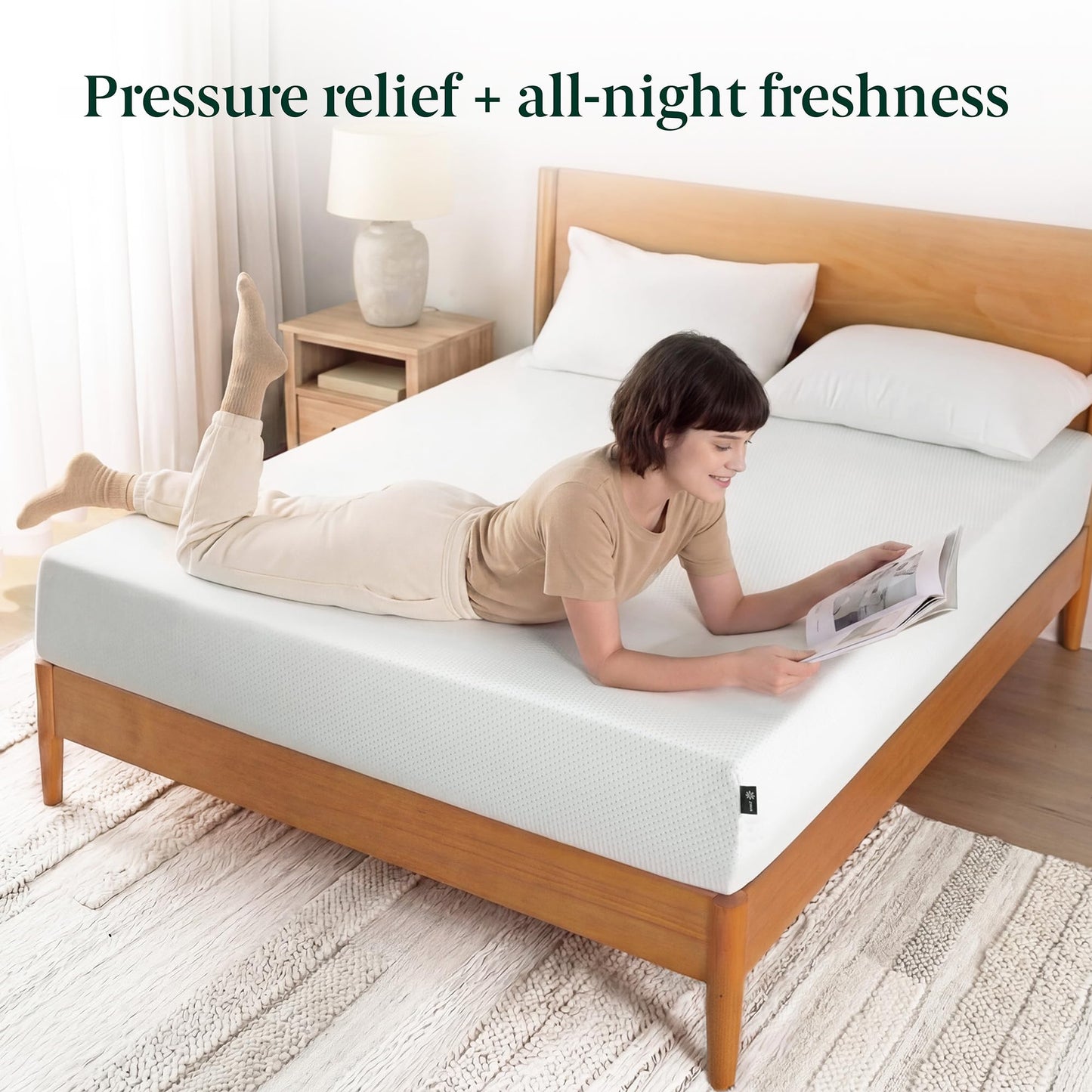 Zinus 12 Inch Full Green Tea Memory Foam Mattress [New Version], Fiberglass Free, Medium Firm Feel, Zoned Pressure Relief, Certified Safe Foams & Fabric, Mattress in A Box