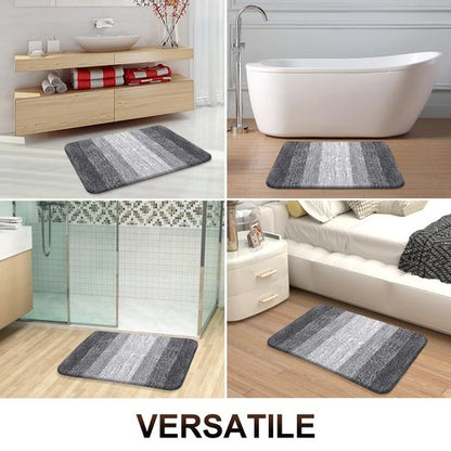 OLANLY Bathroom Rug Mat 47x20, Extra Soft and Absorbent Microfiber Bath Rugs, Non-Slip Plush Shaggy Bath Carpet Runner, Machine Wash Dry, Bath Mats for Bathroom Floor, Tub and Shower, Grey