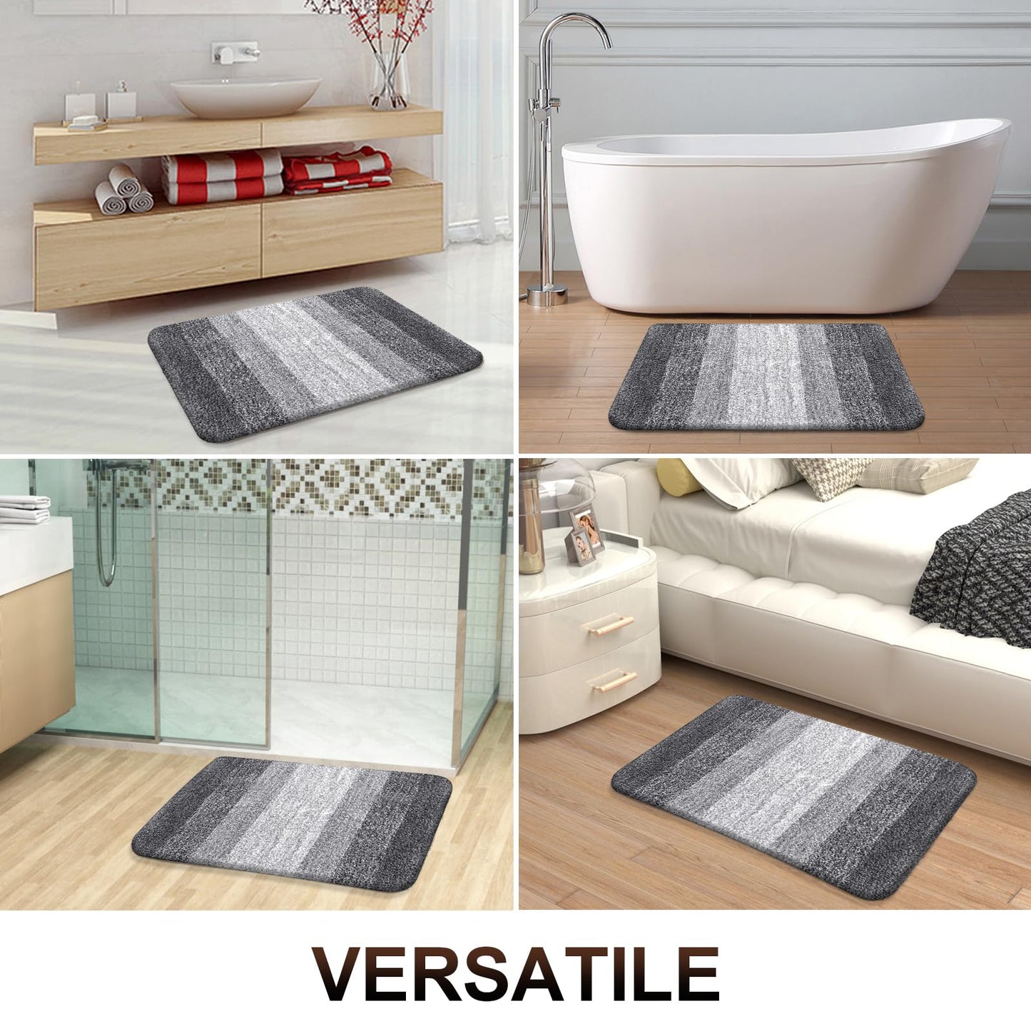 OLANLY Bathroom Runner Rugs 44x24, Extra Soft Absorbent Microfiber Bath Rugs, Rubber Backing, Quick Dry, Machine Washable Bath Mats for Bathroom Floor, Tub and Shower, Home Decor Accessories, Grey
