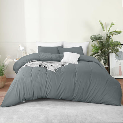 Utopia Bedding Duvet Cover Set - Soft Brushed Microfiber with Zipper Closure | 3-Piece Queen Set in Grey