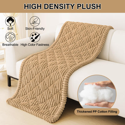 Smiry Pet Couch Covers for Dogs Washable, Non-Slip Fuzzy Couch Covers for 3 Cushion Sofa Pet Friendly, Soft Thick Furniture Protector Sofa Slipcover Mat for Dogs (Camel, 27.6" x 59")