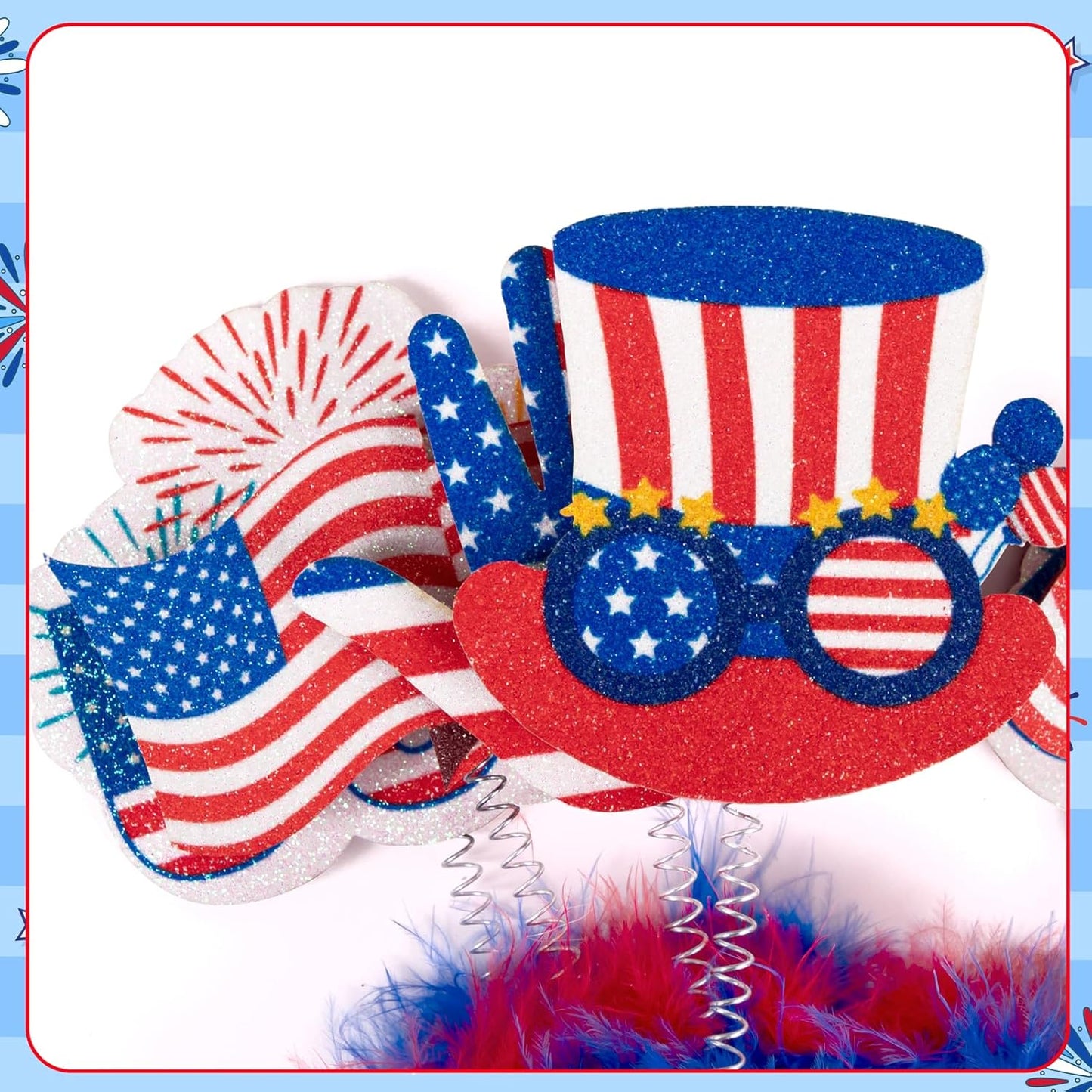 Moon Boat 12PCS Patriotic Headbands - 4th of July Party Accessories in Red, White & Blue