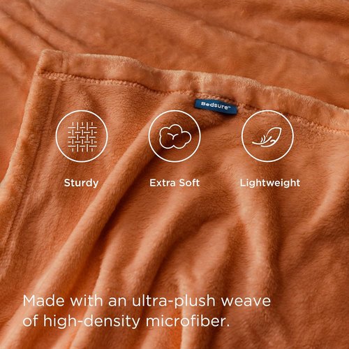 Bedsure GentleSoft Fleece Blanket - King Size Dark Orange, 280GSM Soft & Cozy for Bed, Sofa, Travel