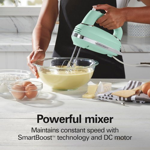 Hamilton Beach Vintage-Style Electric Hand Mixer - Powerful 1.3 Amp Motor, 5-Speed, Green (62601N)