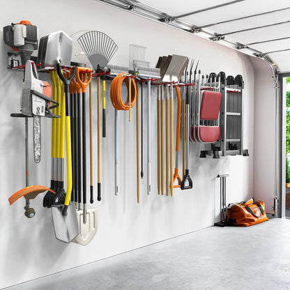 TORACK Garden Tool Organizer - Wall-Mounted Storage Rack for Shovels, Rakes, and Brooms | Durable Folding Design