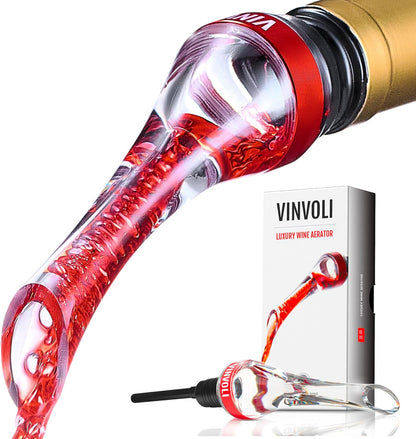 VINVOLI Wine Aerator - Deluxe 2026 Wine Air Aerator - Wine Aerators Pourer - Red Wine Decanter with Aerator - Wine Aerator Pourer Spout - Professional Quality for Wine Lovers and Sommeliers