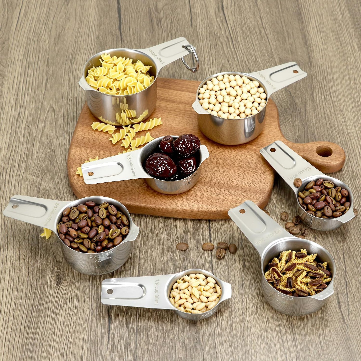 QWORK Stainless Steel Measuring Cups - Set of 7 Nesting Kitchen Tools for Cooking & Baking