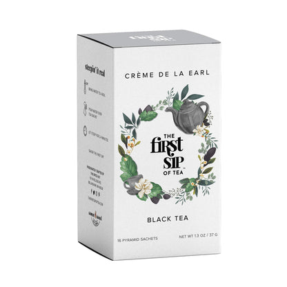 Creme De La Earl Black Tea, Pyramid Sachet Tea Bags, Madagascar Vanilla & Pure Bergamot, Earl Grey Cream, High Caffeine - 16 Cups | The Spice Hut, First Sip Of Tea