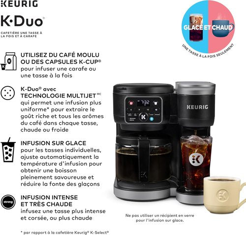 Keurig K-Duo Coffee Maker - Single Serve K-Cup Pod & Carafe - Sleek Black Design