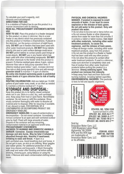 HTH 42051 Chlorine Tabs - Advanced Swimming Pool Care Sanitizer, 8oz for Crystal Clear Water