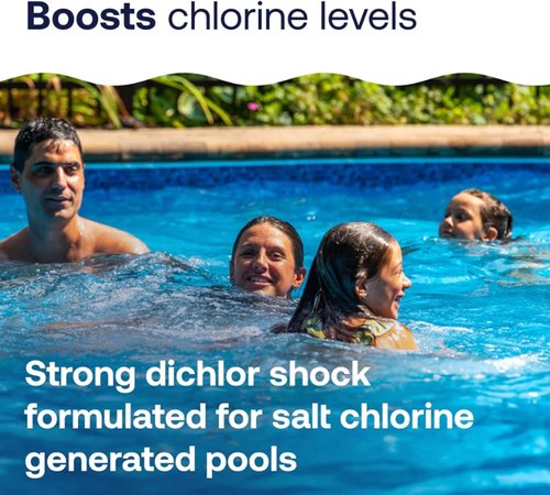 HTH 52047 Swimming Pool Care Salt Shock - Stabilized Chlorinator, Treats 10,000 Gallons | 5 Packets