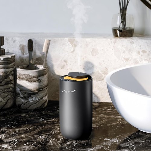 AirScent Mini Waterless Diffuser - Titanium Black Aromatherapy Diffuser for Homes & Offices | 15 mL Capacity with Night Light Feature