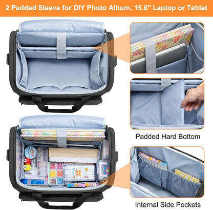 Trunab Rolling Craft Tote - Organize Scrapbooks & Supplies on Wheels | Fits 12x12 Inch Albums