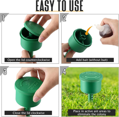 Qualirey Ant Bait Stations - Reusable Multi-Surface Ant Control | 2 Pack for Effective Home & Outdoor Use