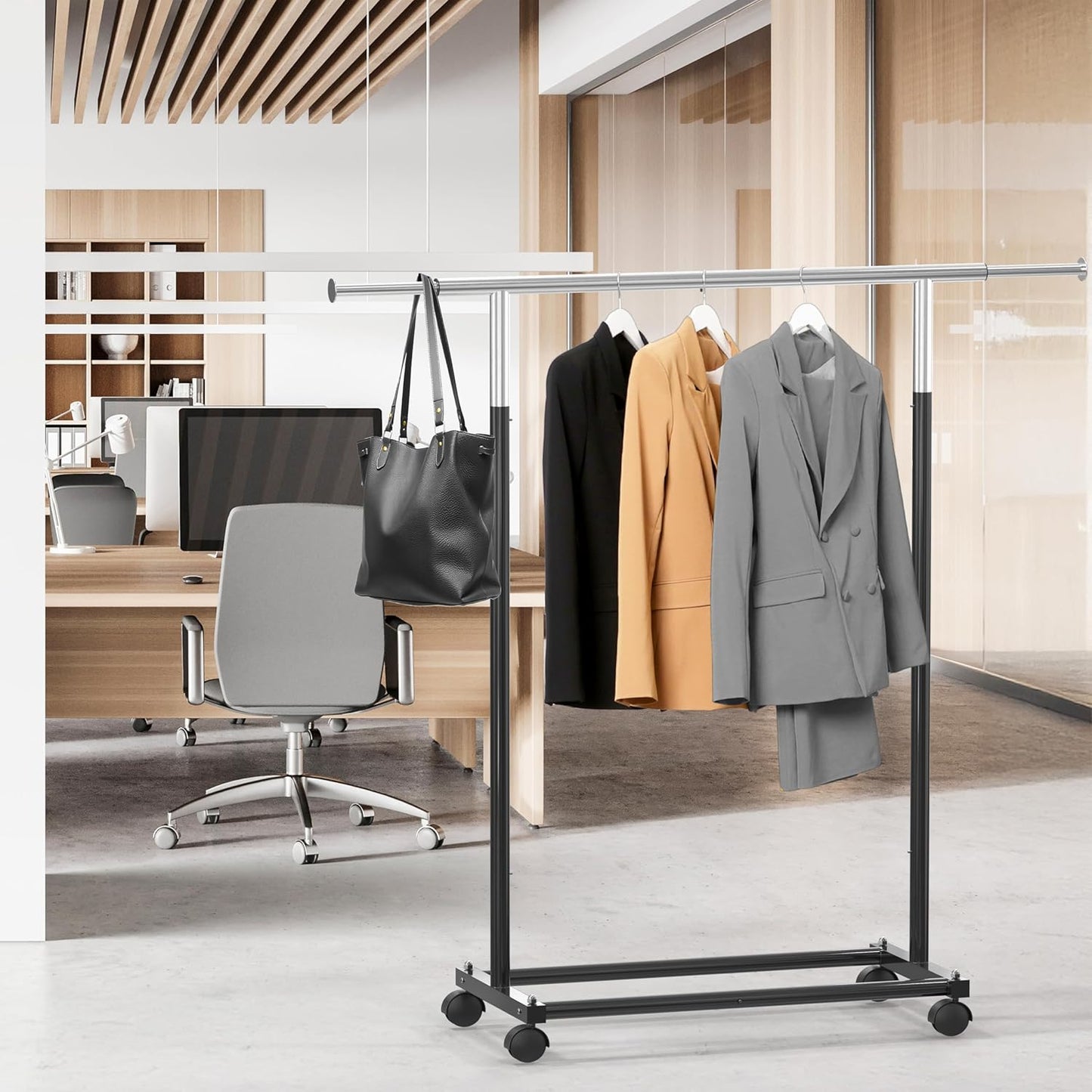 Simple Houseware Garment Rack - Standard Rod Design in Sleek Black Finish
