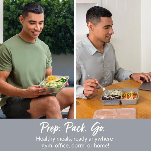 Bentgo Prep - 20-Piece Reusable Meal Prep Containers | Durable, BPA-Free, Microwave & Dishwasher Safe (Silver)