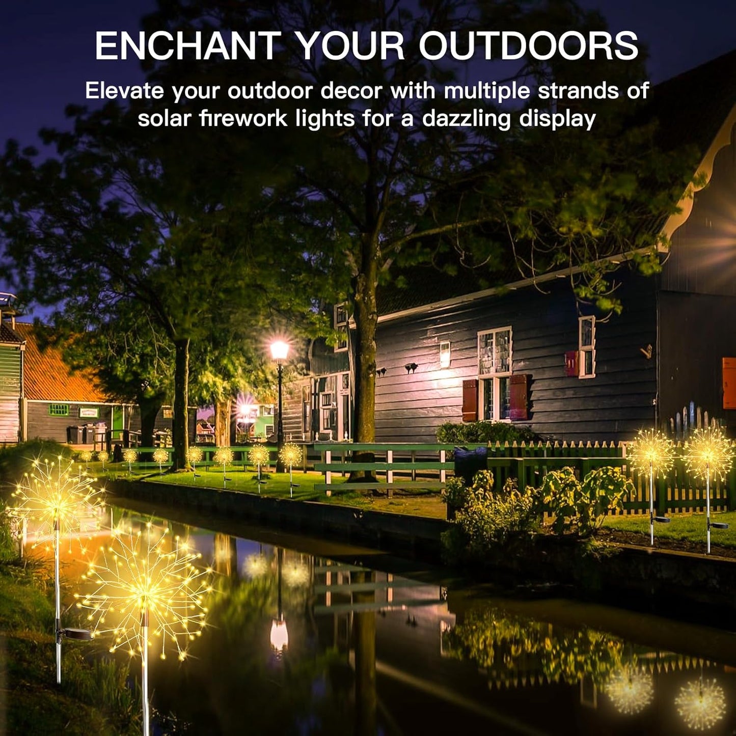 Suddus Solar Garden Lights - Waterproof 150LED Firework Fairy Lights for Outdoor Decor | 2-Pack Warm White