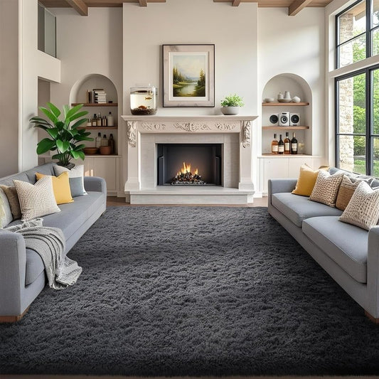 Ophanie 7x9 Area Rugs, Upgrade Non-Slip Fluffy Soft Rugs for Living Room, Large Shag Grey Fuzzy Plush Rug, Gray Shaggy Big Carpets for Bedroom, Kids Boys Girls Dorm Nursery Home Decor Aesthetic
