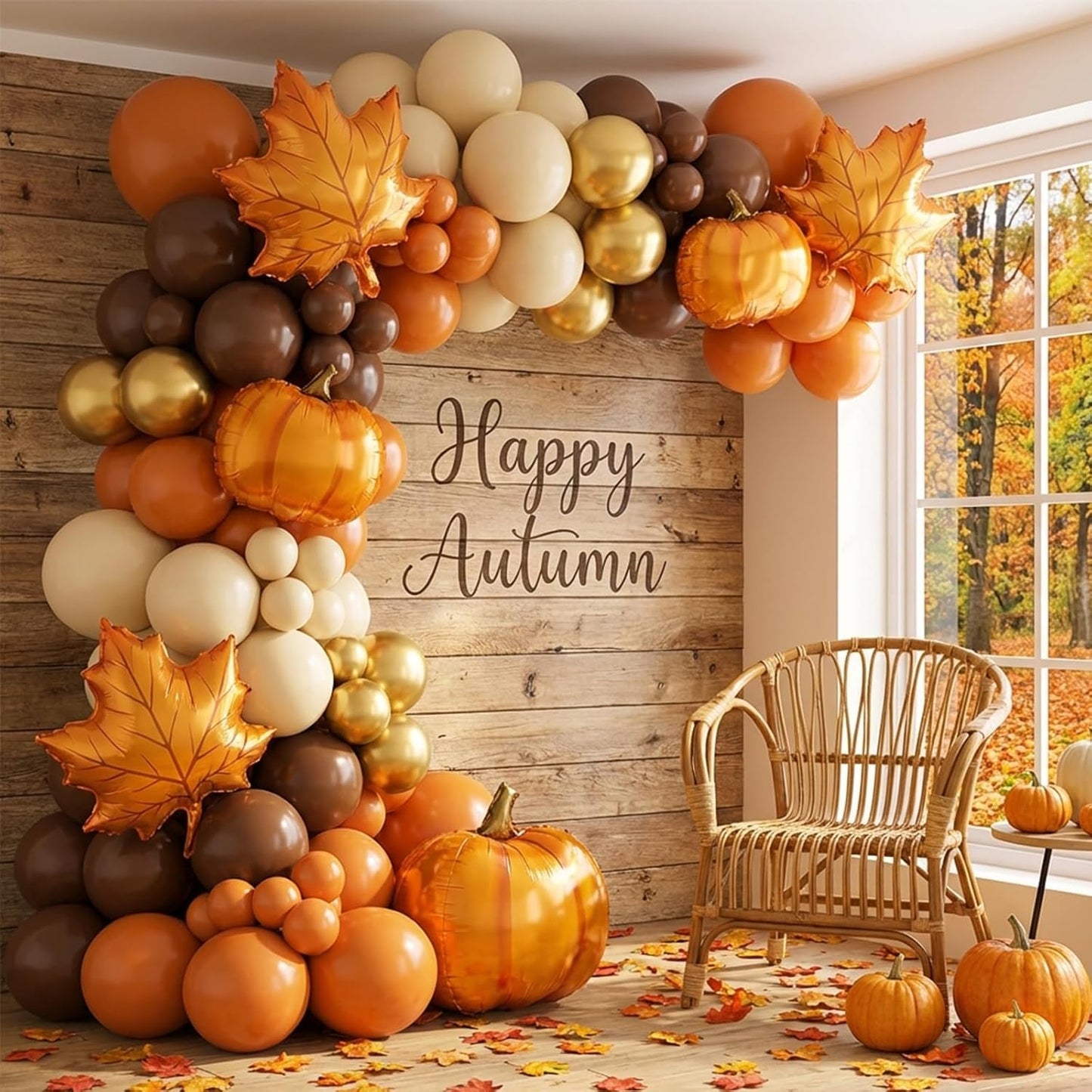 RUBFAC Burnt Orange Balloons - 129-Piece Latex Balloon Garland Kit for Fall Celebrations | 5-12 Inch Sizes