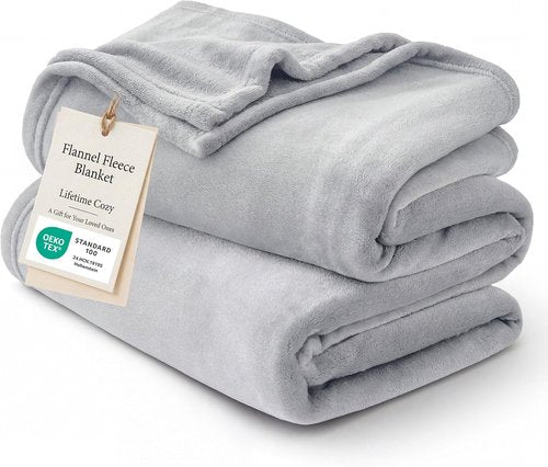 Bedsure GentleSoft Fleece Blanket - Lightweight Plush Cozy Twin Size Light Grey, 60x80 Inches