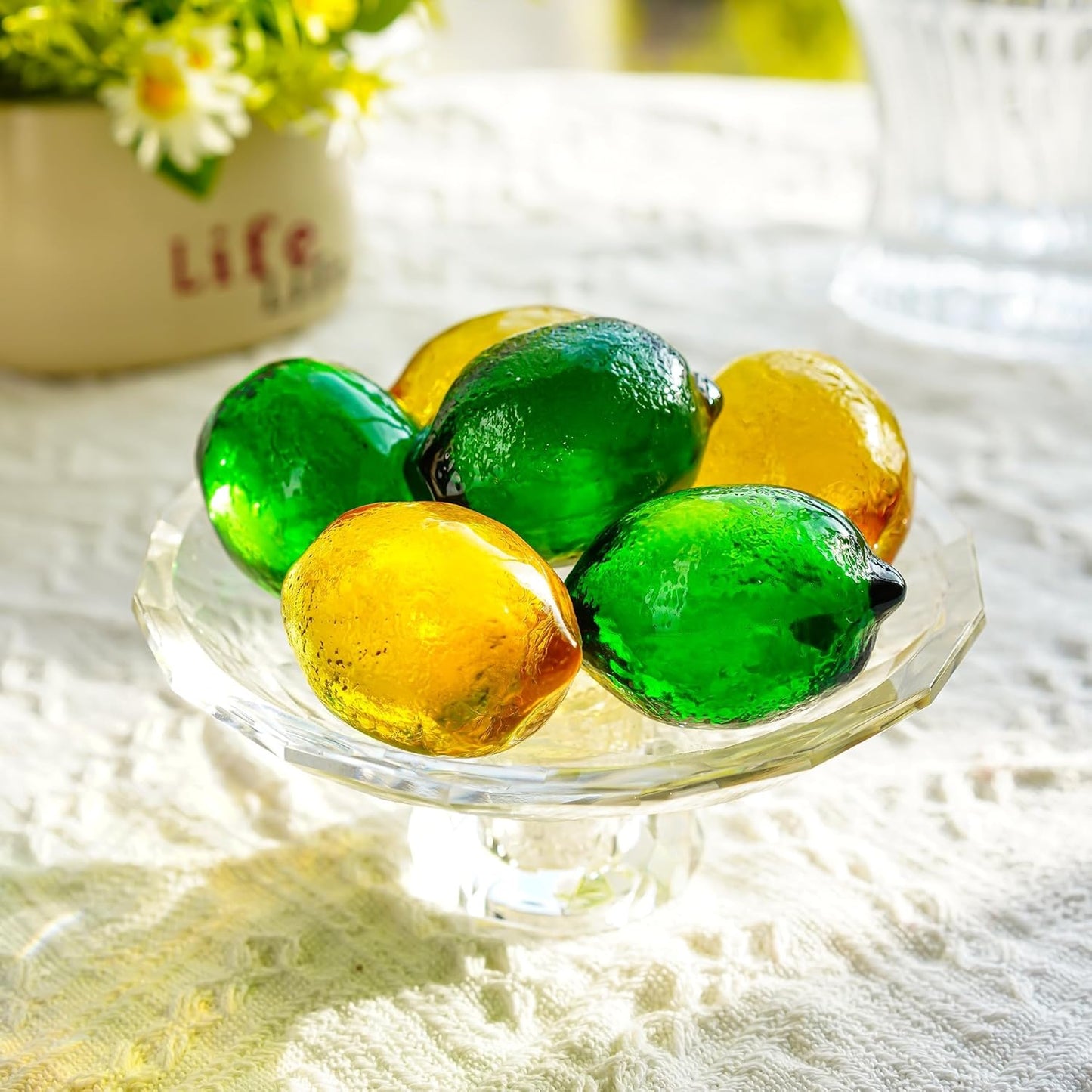 Skiennix Glass Lemon Figurine | Decorative Fruit Ornament for Home & Office | 1.7 x 2.3 Inches