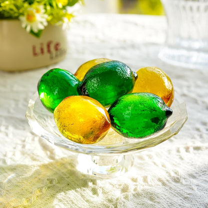 Skiennix Glass Lemon Figurine | Decorative Fruit Ornament for Home & Office | 1.7 x 2.3 Inches