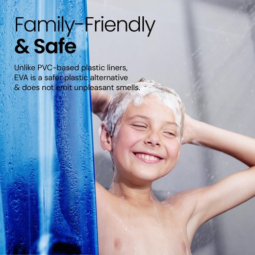 LiBa Bathroom Shower Curtain Premium PEVA Non-Toxic, Blue Clear Waterproof Plastic Shower Curtain Liner with Rust Proof Grommets 8G Bathroom Accessories 72x72