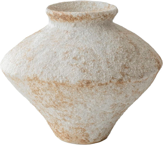Rustic Farmhouse Ceramic Vase - Handcrafted Distressed White Pottery for Home Decor | Perfect for Centerpieces & Gifts