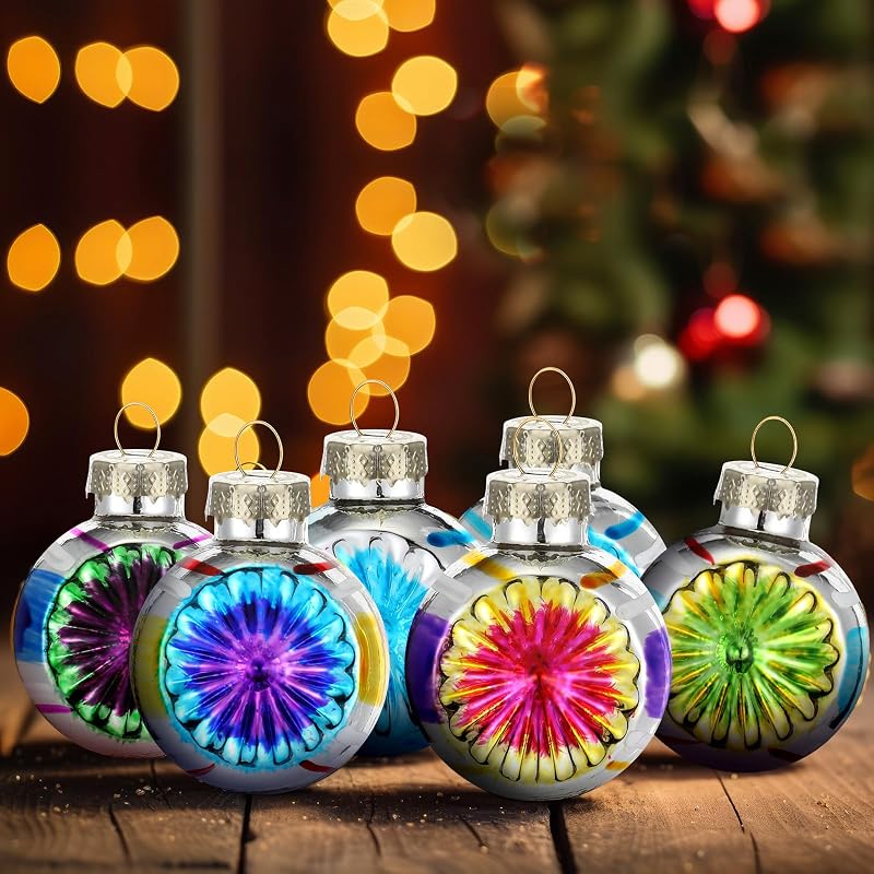 Elegant 9 Pcs 65mm Glass Christmas Ornaments - Retro Hemisphere Multicolor Set