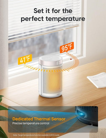 DREO Space Heater, Portable Electric Heaters for Indoor Use with Thermostat and Remote, 2024 Upgraded, Digital Display, 12H Timer, 5 Mode, 1500W PTC Ceramic Fast Safety Heat for Office Bedroom Home