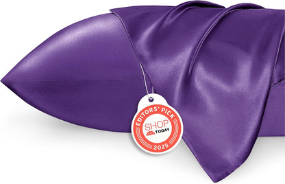Bedsure Satin Pillowcase - Luxurious Silk-Like Comfort | Standard Size 20x26 Inches, Purple, 2-Pack