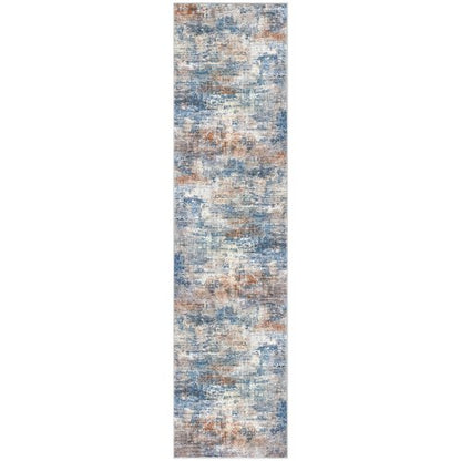 IOHOUZE Abstract Runner Rug 3x10 Ft Washable Runners for Hallways, Non Slip Kitchen Runner Printed Faux Wool Entryway Runner Indoor, Modern Abstract Floor Carpet for Hall Bedroom, Blue Rust