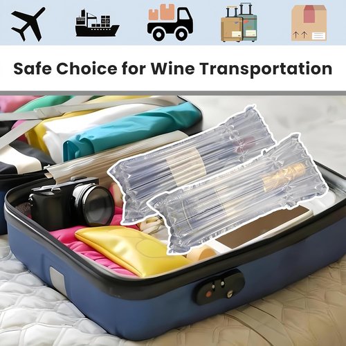 10 Pack 65um Thick Inflatable Bottle Shipping Packaging Alternative to Wine Boxes for Shipping Bottle Shipper Wine Packaging for Air Travel, Liquor Protector for Luggage Bubble Bags with Pump