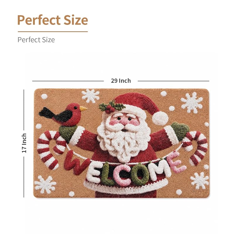 Santa Claus Welcome Doormat 17x29 Inch Non-Slip Indoor Outdoor Rug - Christmas