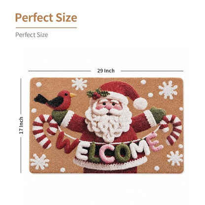 Santa Claus Welcome Doormat 17x29 Inch Non-Slip Indoor Outdoor Rug - Christmas