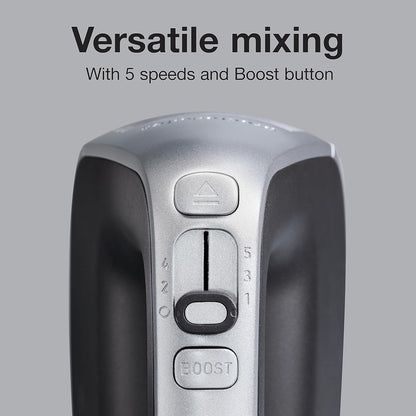 Proctor Silex 5-Speed Electric Hand Mixer - Powerful 1.3 Amp Motor for Effortless Mixing | Silver (62501)