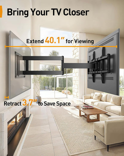 Perlegear Full Motion TV Wall Mount - Fits 42–97 Inch TVs Up to 150 lbs | Easy Install with Swivel & Tilt