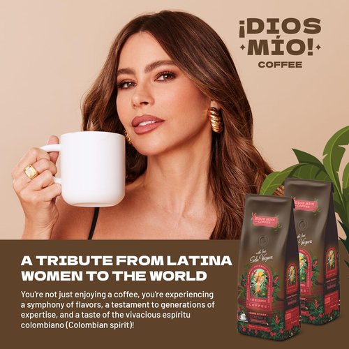 Dios Mio Coffee by Sofia Vergara, Dark Roast, Ground Premium Colombian Coffee, 12 Ounce Bag (Pack of 2)