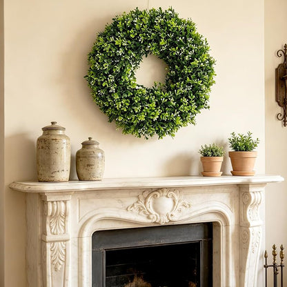 26in Artificial Christmas Wreath with Greenery, White-Berries